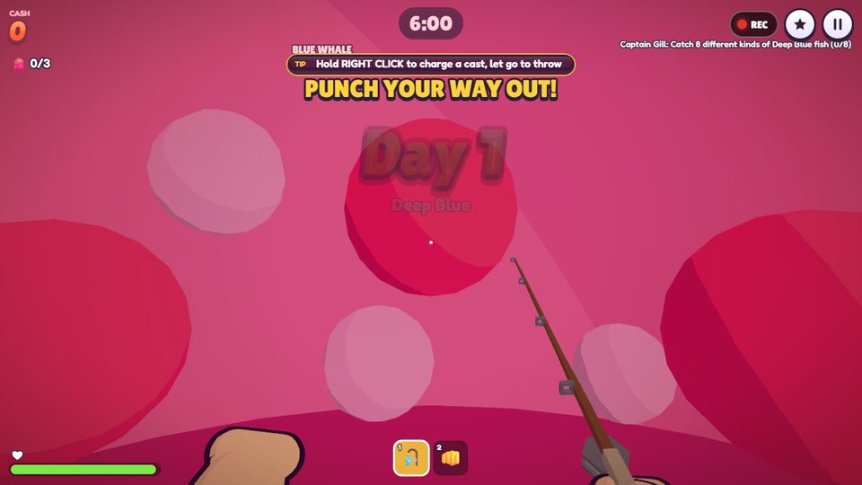 Inside the Blue Whale: a pink stomach and the message Punch your way out!