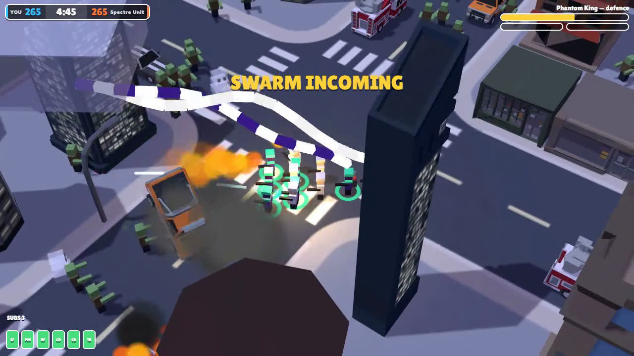 Ghost hunters blast a burning van at a city crossing as a swarm closes in