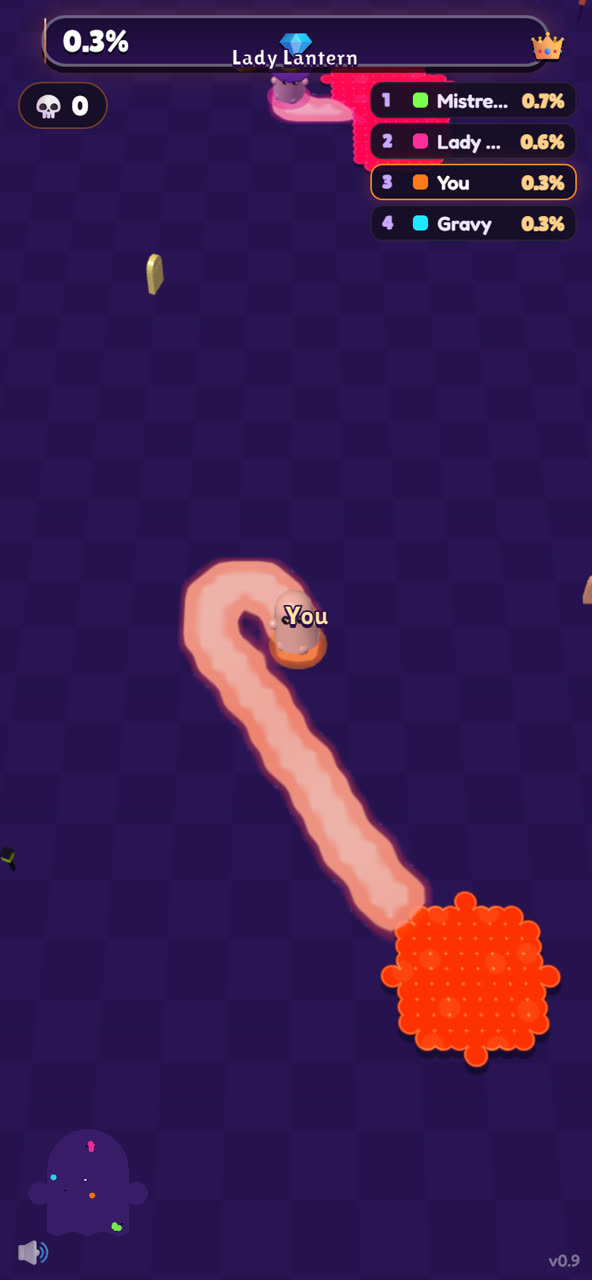 Your ghost trails ectoplasm out of its patch, about to loop back and claim the land inside